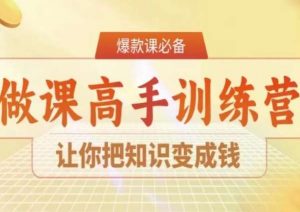 28天做课高手陪跑营，让你把知识变成钱-大东资源库