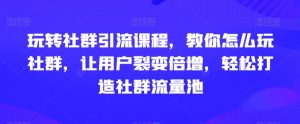 玩转社群引流课程，教你怎么玩社群，让用户裂变倍增，轻松打造社群流量池-大东资源库