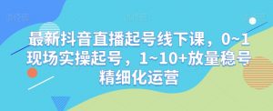 最新抖音直播起号线下课，0~1现场实操起号，1~10+放量稳号精细化运营-大东资源库