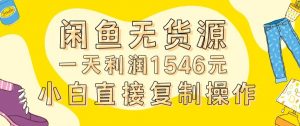 外面收2980的闲鱼无货源玩法实操一天利润1546元0成本入场含全套流程【揭秘】-大东资源库