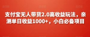 支付宝无人带货2.0高收益玩法，亲测单日收益1000+，小白必备项目【揭秘】-大东资源库
