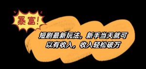 短剧最新玩法，新手当天就可以有收入，收入轻松破万【揭秘】-大东资源库