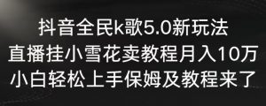 抖音全民k歌5.0新玩法，直播挂小雪花卖教程月入10万，小白轻松上手，保姆及教程来了【揭秘】-大东资源库