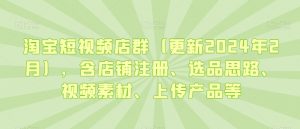 淘宝短视频店群（更新2024年2月），含店铺注册、选品思路、视频素材、上传产品等-大东资源库