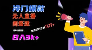 冷门爆款直播间手把手搭建，流量巨大，日入3k+【揭秘】-大东资源库