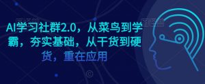 AI学习社群2.0，从菜鸟到学霸，夯实基础，从干货到硬货，重在应用-大东资源库