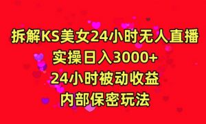 利用快手24小时无人美女直播，实操日入3000，24小时被动收益，内部保密玩法【揭秘】-大东资源库