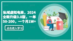 私域虚拟电商，2024全新升级3.0版，一单50-200，一个月1W+【揭秘】-大东资源库