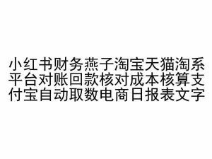 小红书财务燕子淘宝天猫淘系平台对账回款核对成本核算支付宝自动取数电商日报表-大东资源库