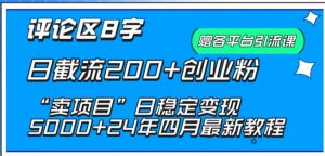 抖音评论区8字日截流200+创业粉 “卖项目”日稳定变现5000+【揭秘】-大东资源库