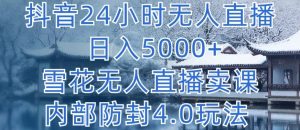 抖音24小时无人直播 日入5000+，雪花无人直播卖课，内部防封4.0玩法【揭秘】-大东资源库