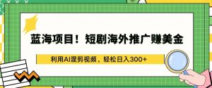 蓝海项目!短剧海外推广赚美金，利用AI混剪视频，轻松日入300+【揭秘】-大东资源库