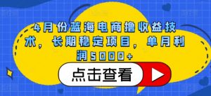 4月份蓝海电商撸收益技术，长期稳定项目，单月利润5000+【揭秘】-大东资源库
