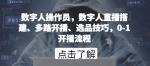 数字人操作员,数字人直播搭建、多路开播、选品技巧,0-1开播流程-大东资源库
