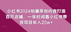 小红书2024拍摄原创内容打造百万店铺，一年时间靠小红书带货项目年入20w+-大东资源库