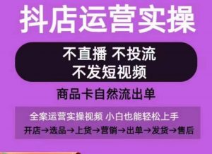 抖店运营实操课，从0-1起店视频全实操，不直播、不投流、不发短视频，商品卡自然流出单-大东资源库