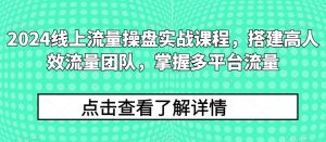 2024线上流量操盘实战课程，搭建高人效流量团队，掌握多平台流量-大东资源库