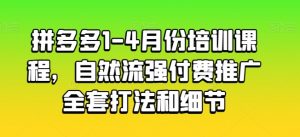 拼多多1-4月份培训课程，自然流强付费推广全套打法和细节-大东资源库