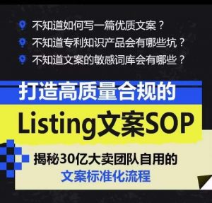 打造高质量合规的Listing文案SOP，掌握亚马逊文案工作的标准化-大东资源库