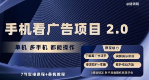 手机看广告项目2.0，单机多手机都能操作，7节实操课程+养机教程【揭秘】-大东资源库