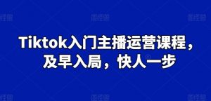 Tiktok入门主播运营课程，及早入局，快人一步-大东资源库