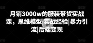 月销3000w的服装带货实战课，思维模型|实战经验|暴力引流|后端变现-大东资源库