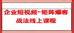 企业短视频-矩阵爆客战法线上课程-大东资源库