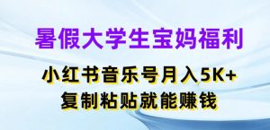 暑假大学生宝妈福利，小红书音乐号月入5000+，复制粘贴就能赚钱【揭秘】-大东资源库
