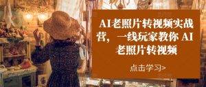 AI老照片转视频实战营，一线玩家教你AI老照片转视频-大东资源库