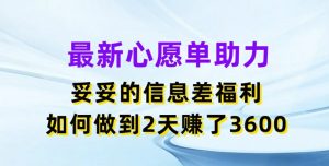 最新心愿单助力，妥妥的信息差福利，两天赚了3.6K【揭秘】-大东资源库