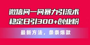 微信问一问暴力引流术，稳定日引300+创业粉，最新方法，条条爆款【揭秘】-大东资源库