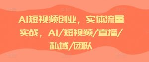AI短视频创业，实体流量实战，AI/短视频/直播/私域/团队-大东资源库