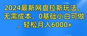 2024最新网盘拉新玩法，无需成本，0基础小白可做，轻松月入6000+【揭秘】-大东资源库