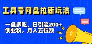 一鱼多吃，日引流200+创业粉，全平台工具号，网盘拉新新玩法月入5位数【揭秘】-大东资源库