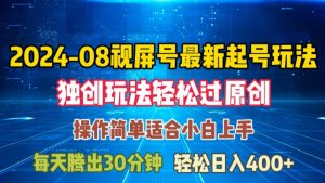 08月视频号最新起号玩法，独特方法过原创日入三位数轻轻松松【揭秘】-大东资源库