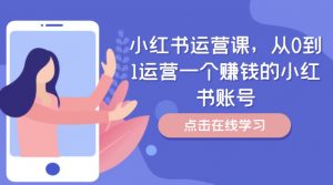 小红书运营课，从0到1运营一个赚钱的小红书账号-大东资源库