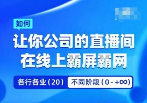 企业矩阵直播霸屏实操课，让你公司的直播间在线上霸屏霸网-大东资源库
