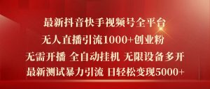 最新抖音快手视频号全平台无人直播引流1000+精准创业粉，日轻松变现5k+【揭秘】-大东资源库