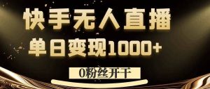 0粉丝开干，快手无人直播，单日变现1k+【揭秘】-大东资源库