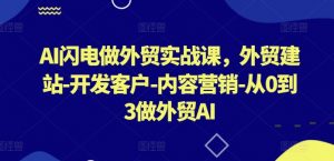 AI闪电做外贸实战课，​外贸建站-开发客户-内容营销-从0到3做外贸AI（更新）-大东资源库