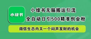 小绿书无脑搬运引流，全自动日引500精准创业粉，微信生态内又一个闷声发财的机会【揭秘】-大东资源库