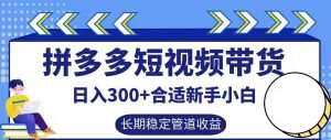 拼多多短视频带货日入300+有长期稳定被动收益，合适新手小白【揭秘】-大东资源库
