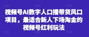 视频号AI数字人口播带货风口项目,最适合新人下场淘金的视频号红利玩法-大东资源库