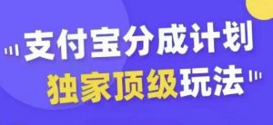 支付宝分成计划独家顶级玩法，从起号到变现，无需剪辑基础，条条爆款，天天上热门-大东资源库