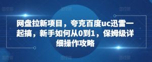 网盘拉新项目，夸克百度uc迅雷一起搞，新手如何从0到1，保姆级详细操作攻略-大东资源库