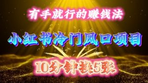 每天 10 分钟，小红书冷门风口项目开启，有手就行的搬运赚钱法，小白日入500 +【揭秘】-大东资源库