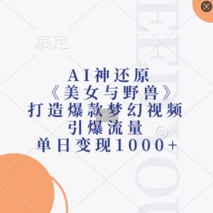 AI神还原《美女与野兽》，打造爆款梦幻视频，引爆流量，单日变现1k-大东资源库