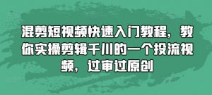 混剪短视频快速入门教程，教你实操剪辑千川的一个投流视频，过审过原创-大东资源库