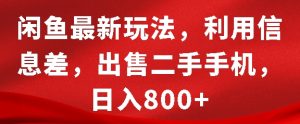 闲鱼最新玩法，利用信息差，出售二手手机，日入8张【揭秘】-大东资源库