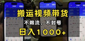 “小白必看”搬运视频带货玩法，不限流，不封号，纯自然流，日入1k-大东资源库